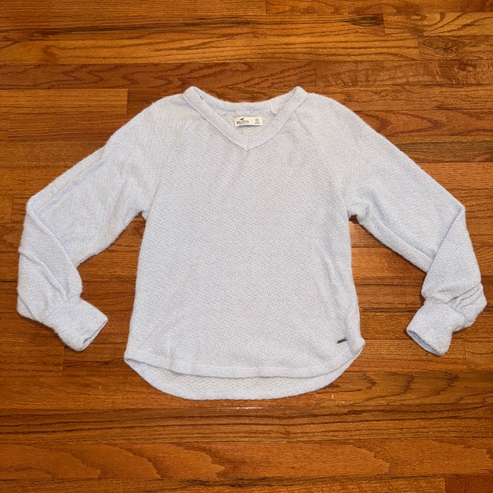 Hollister Soft Blue Knit V-Neck Sweater